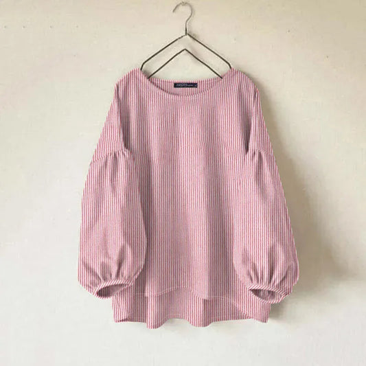 T-line Red / S Blouse Women , O Neck, Long Sleeve,  Shirt  Tops (2 weeks delivery)