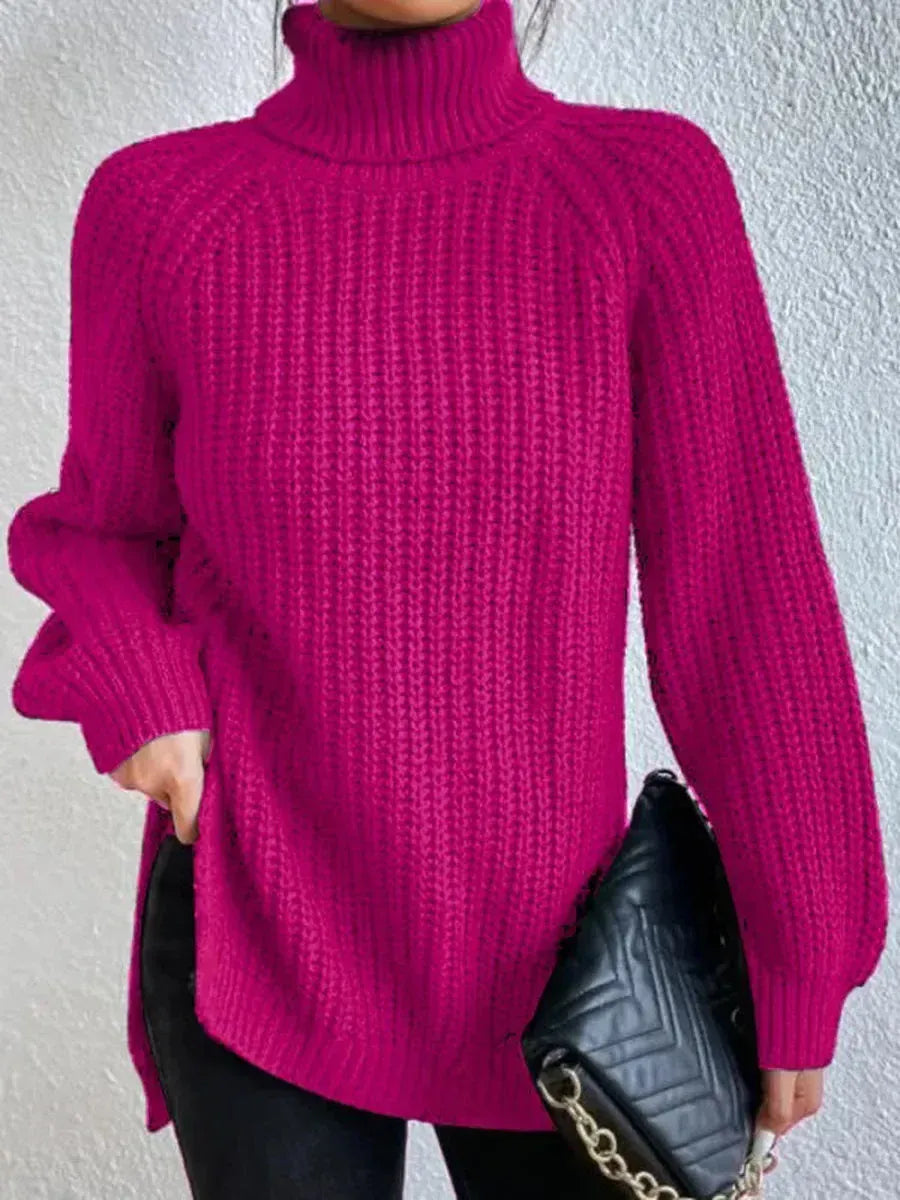 T-line Rose Red / S Knitted Sweater, Women,  Jumper, Top, Pullover, Spring / Autumn / Winter (2 weeks delivery)