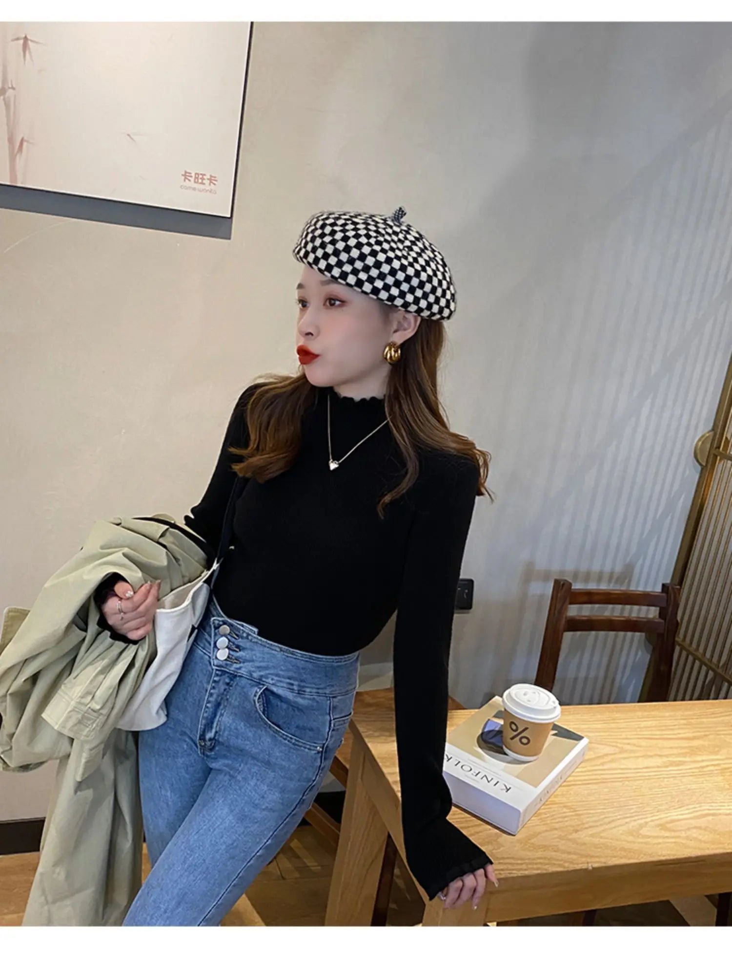 T-line Ruched Lace Solid Basic Knitted Tops Women Turtlneck Sweater Long Sleeve Casual Slim Pullover Korean Fashion Simple Chic Clothes (2 weeks delivery)