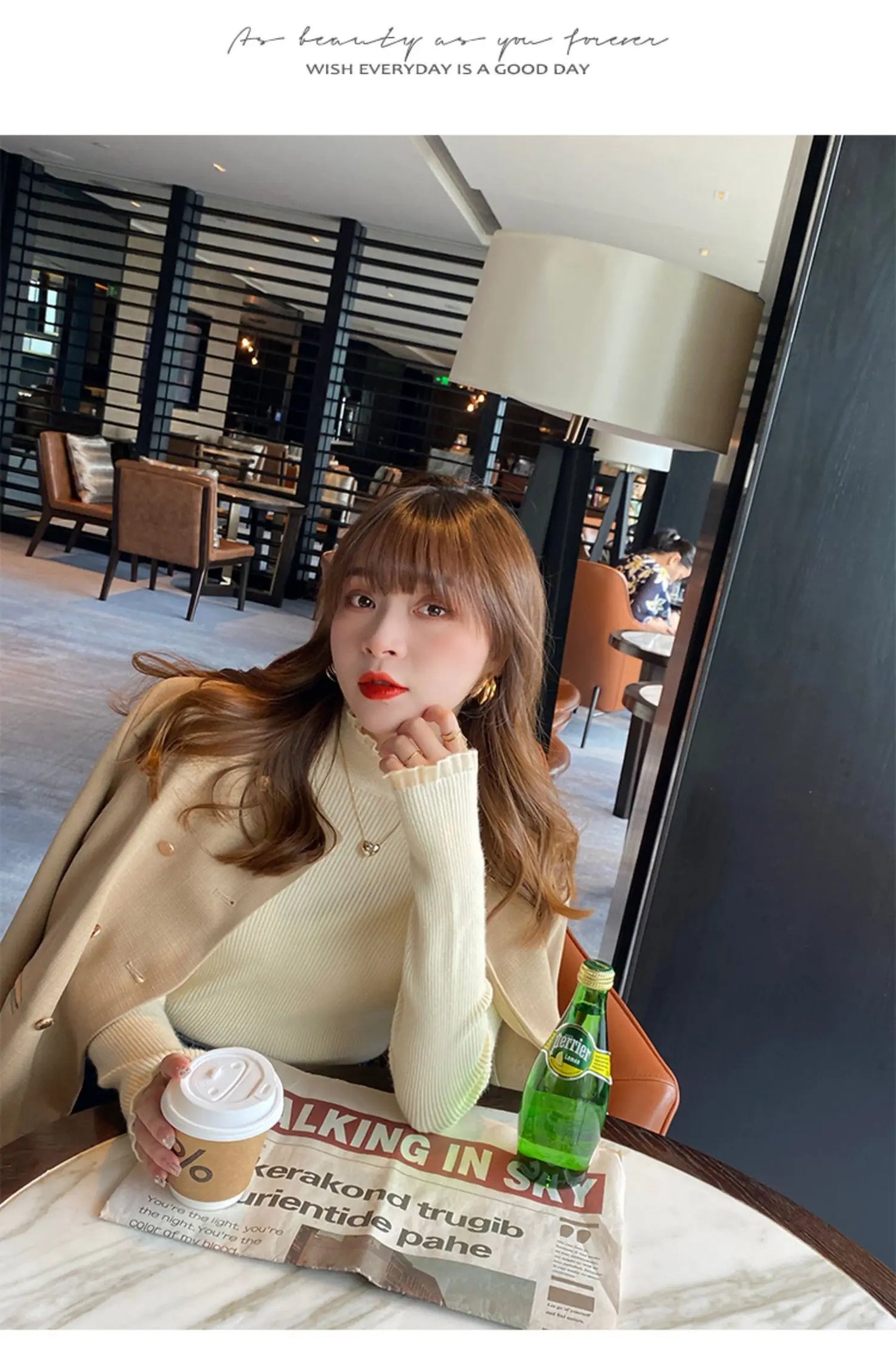 T-line Ruched Lace Solid Basic Knitted Tops Women Turtlneck Sweater Long Sleeve Casual Slim Pullover Korean Fashion Simple Chic Clothes (2 weeks delivery)