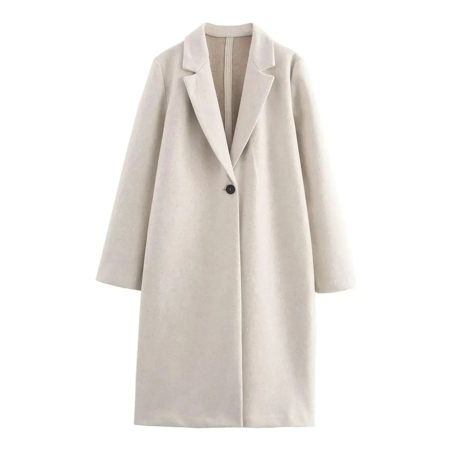 T-line S / Beige Woolen Coat,  Mid-Length Jacket, Pure Color , Loose Fit (2 weeks delivery)