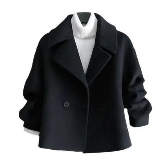 T-line S / Black Woolen Jacket For Women, Winter, Single Button Overcoat (2 weeks delivery)
