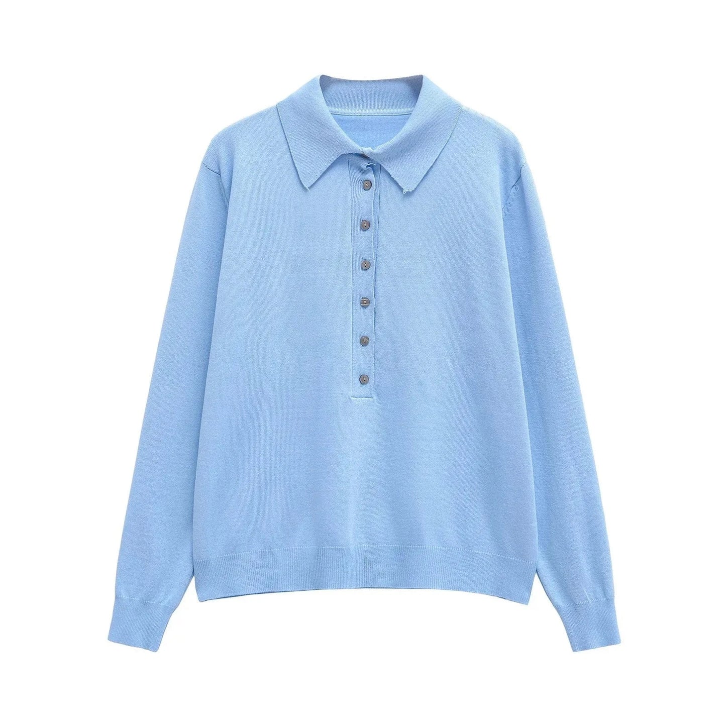 T-line S / Blue Long Sleeve, Polo Neck, Knitwear, Pure Color Sweater, Rpullover (2 weeks delivery)