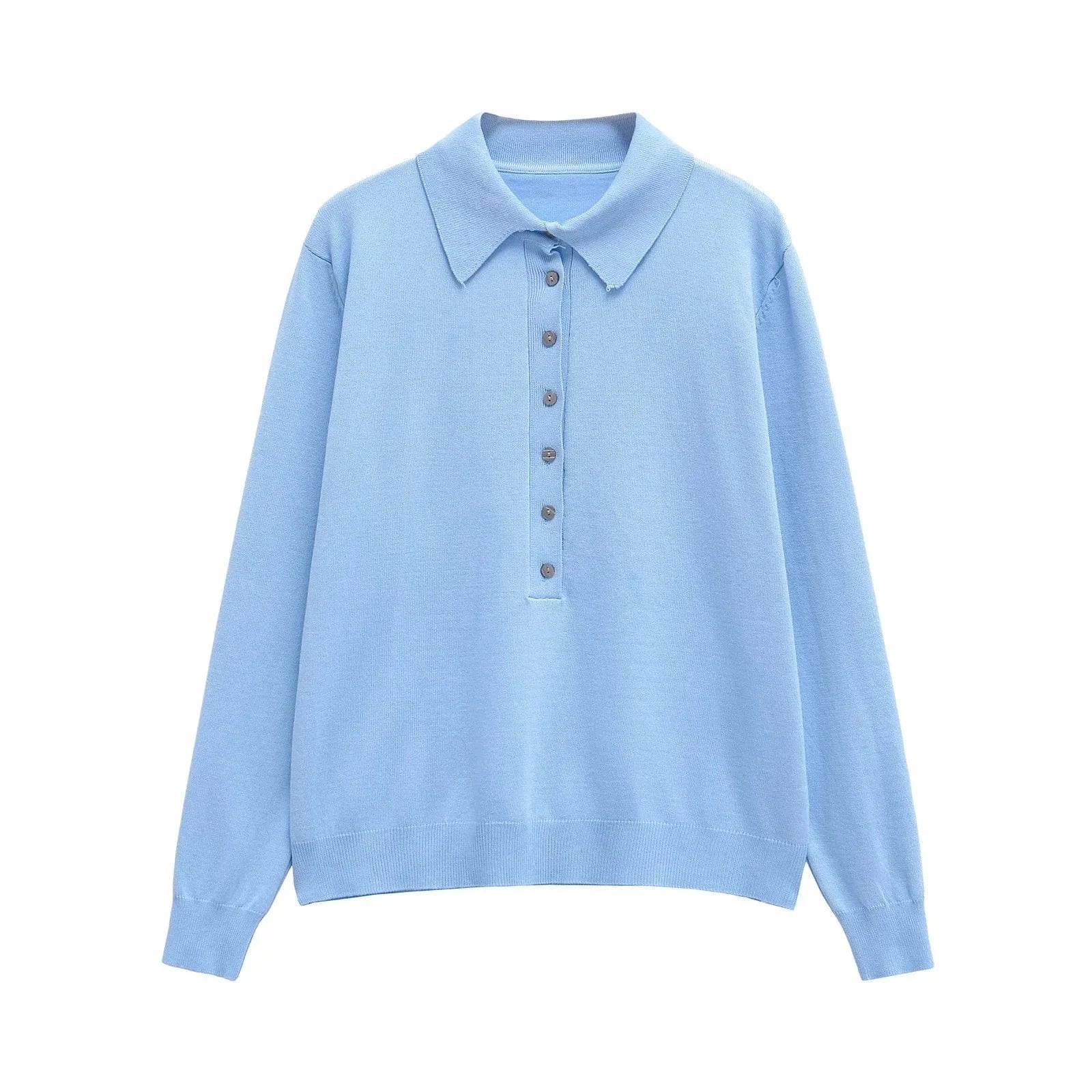 T-line S / Blue Long Sleeve, Polo Neck, Knitwear, Pure Color Sweater, Rpullover (2 weeks delivery)