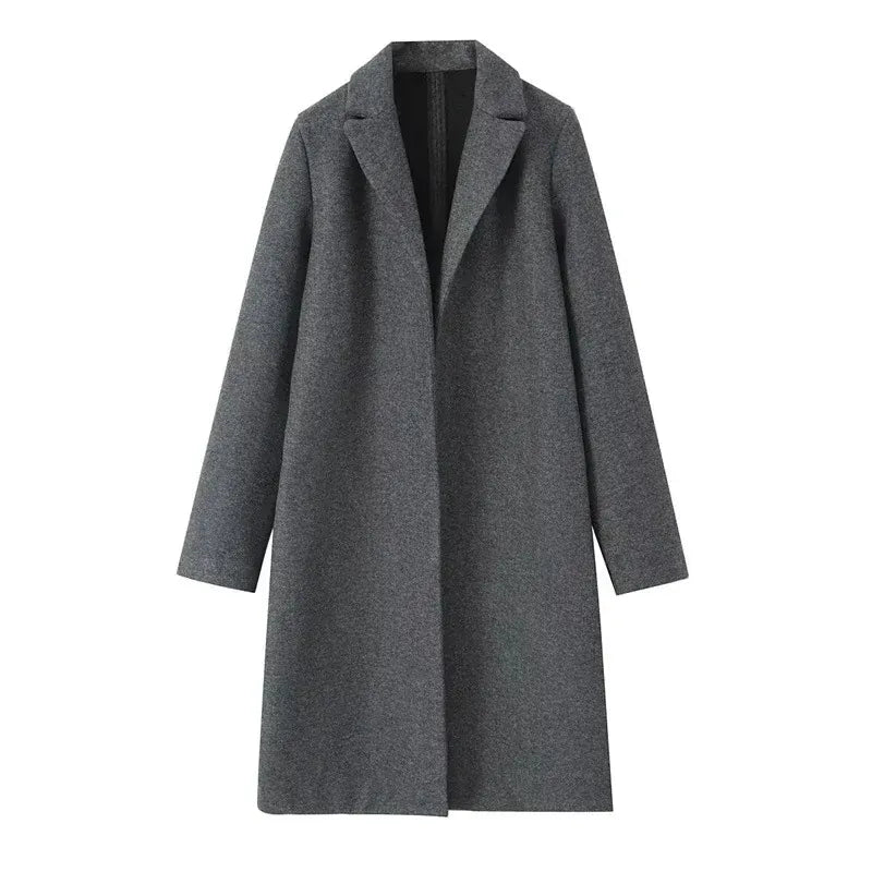 T-line S / Dark Gray Loose Woolen Coat, Long, Autumn Outerwear Comfortable Fit(2 weeks delivery)