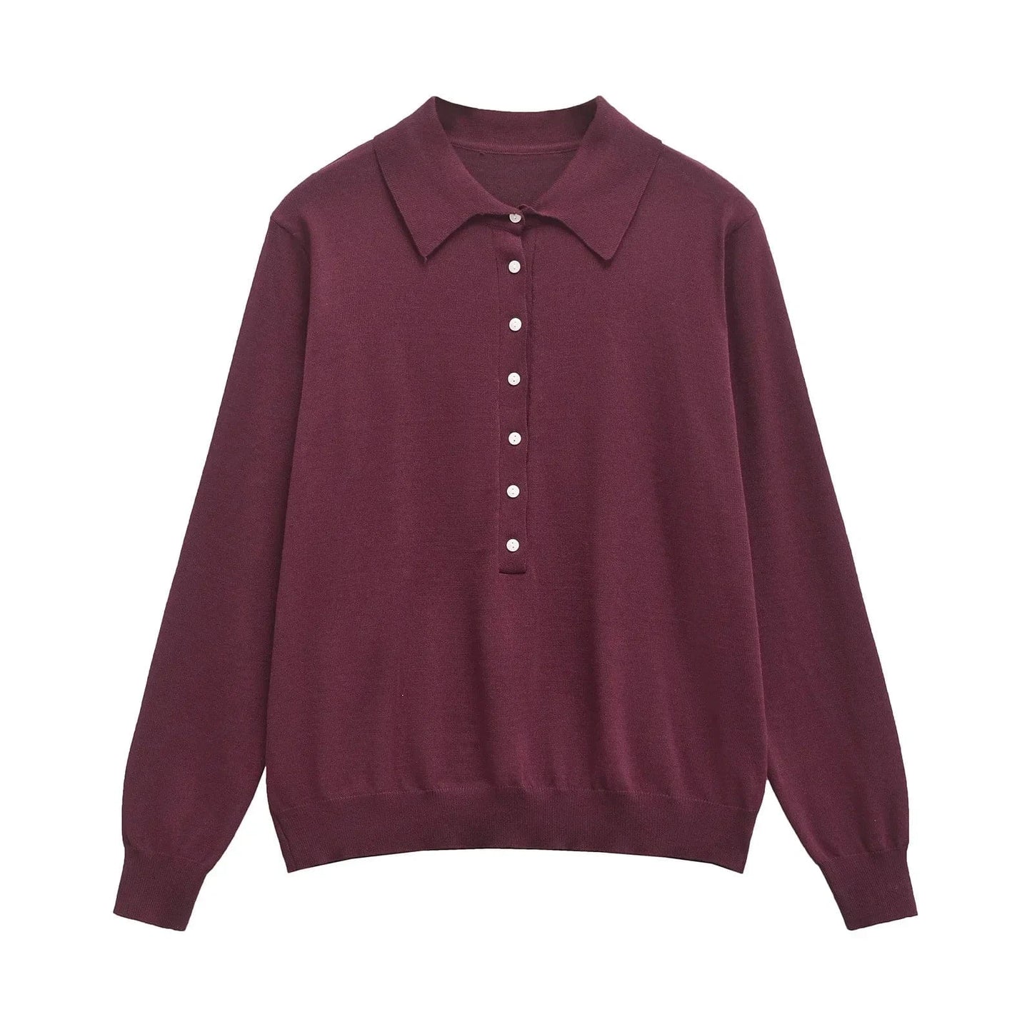 T-line S / Dark Red Long Sleeve, Polo Neck, Knitwear, Pure Color Sweater, Rpullover (2 weeks delivery)