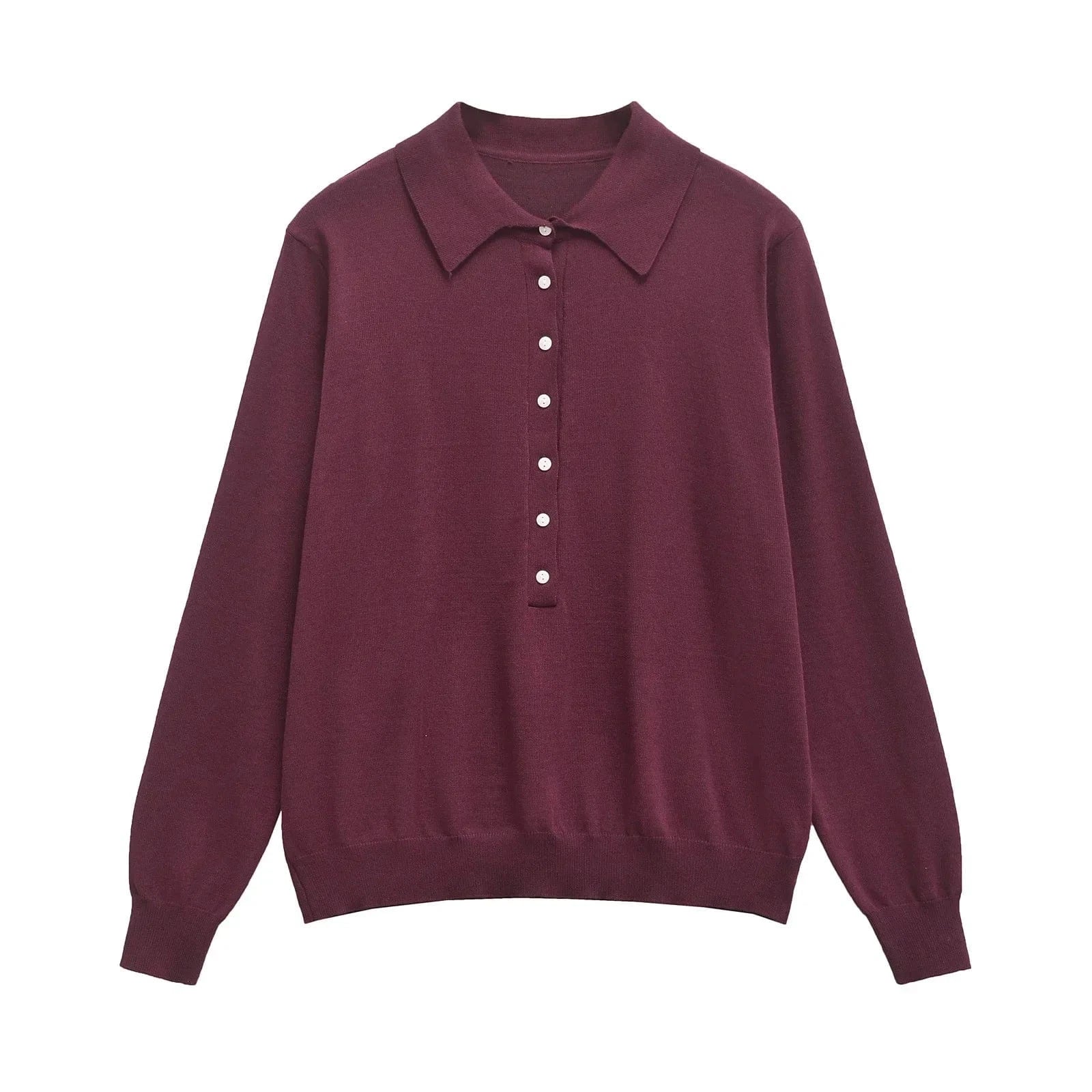 T-line S / Dark Red Long Sleeve, Polo Neck, Knitwear, Pure Color Sweater, Rpullover (2 weeks delivery)