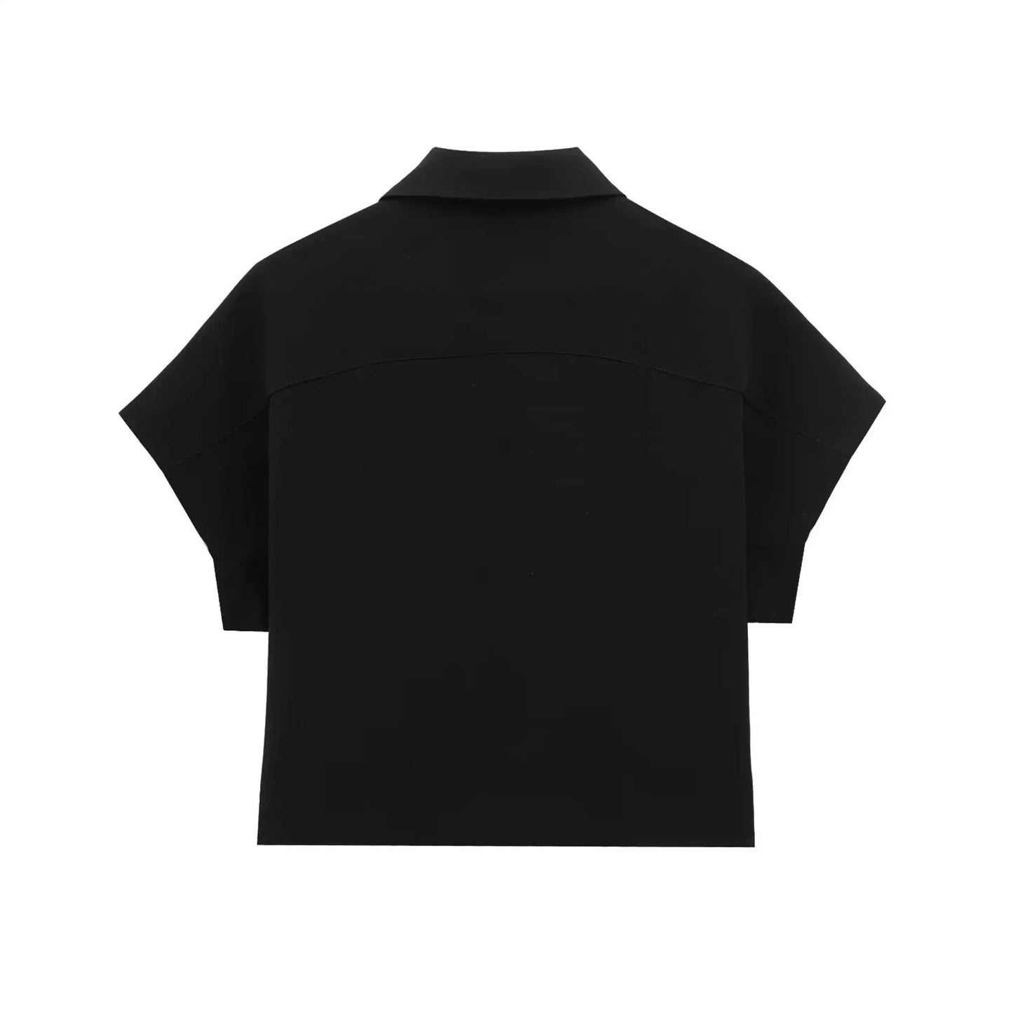 T-line Set For Women  Zipper Short Sleeve Coat Top , Wide Leg Pants Two Piece suit (5 - 10  work days free delivery)