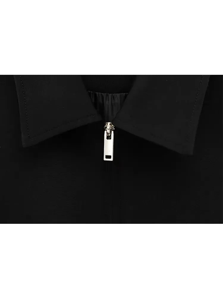 T-line Set For Women  Zipper Short Sleeve Coat Top , Wide Leg Pants Two Piece suit (5 - 10  work days free delivery)