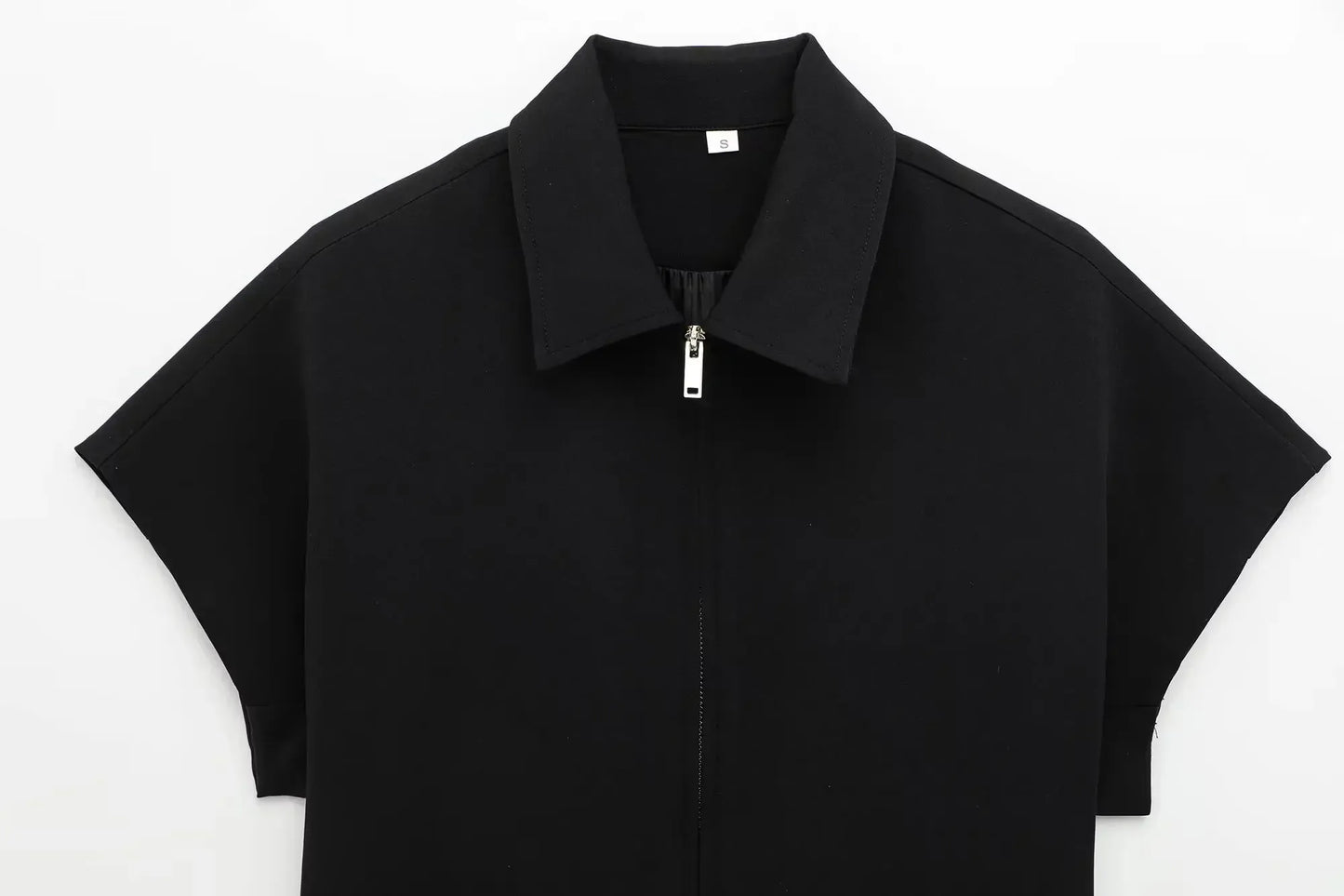 T-line Set For Women  Zipper Short Sleeve Coat Top , Wide Leg Pants Two Piece suit (5 - 10  work days free delivery)