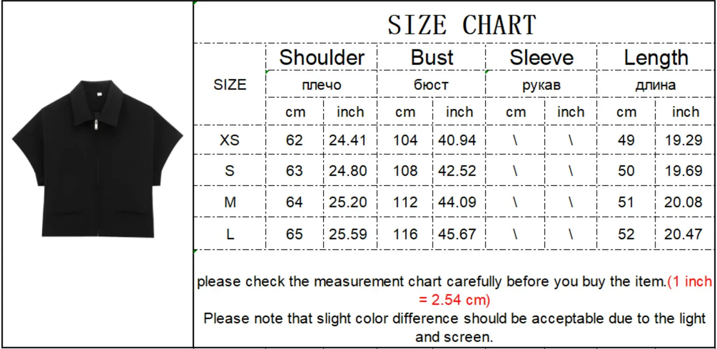 T-line Set For Women  Zipper Short Sleeve Coat Top , Wide Leg Pants Two Piece suit (5 - 10  work days free delivery)