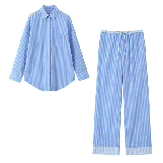 T-line Set / XS Women Stripe Loose Set ,  Shirt ,  Pant  Spring / Autumn (5 - 10 free delivery)