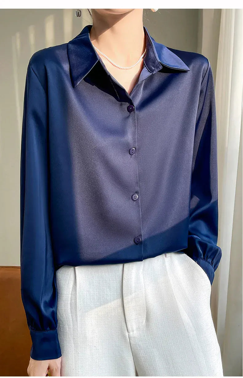 T-line Shirt Women's Long Sleeved,  Acetate Silk Fabric, regular length (2 weeks delivery)