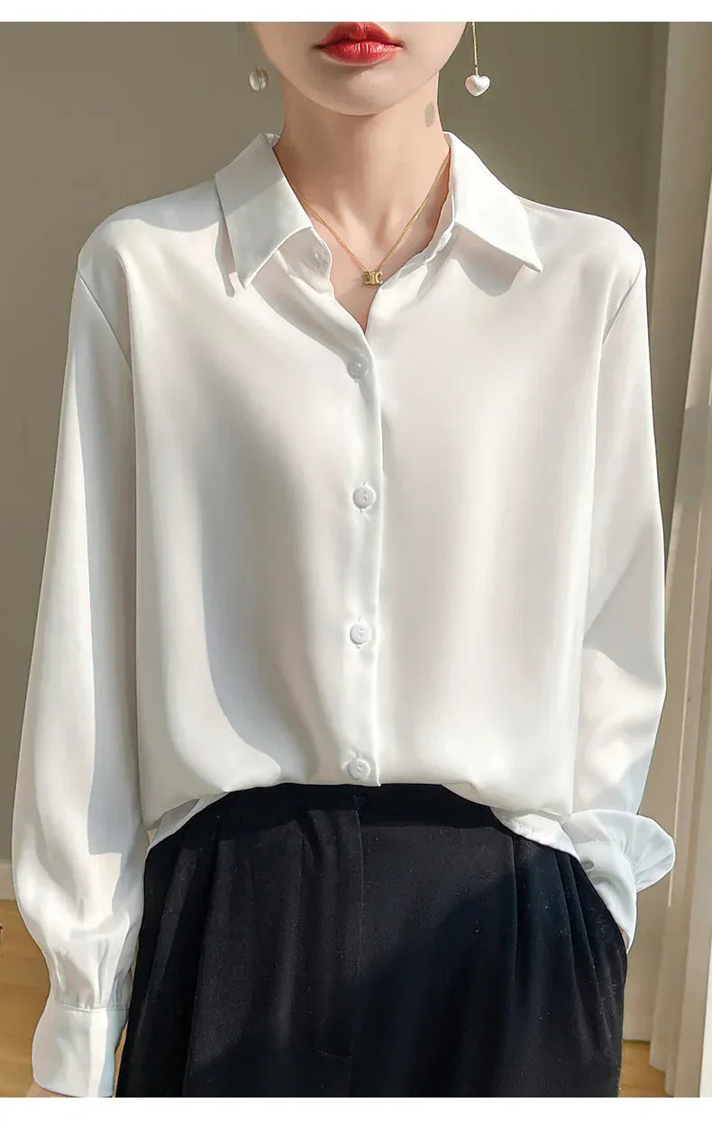 T-line Shirt Women's Long Sleeved,  Acetate Silk Fabric, regular length (2 weeks delivery)