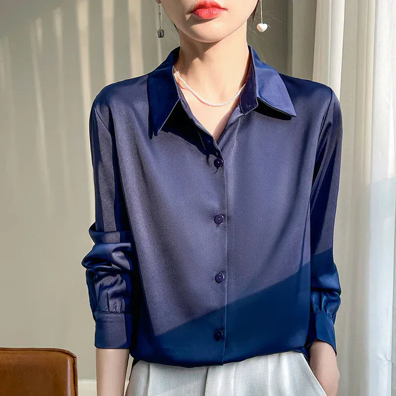 T-line Shirt Women's Long Sleeved,  Acetate Silk Fabric, regular length (2 weeks delivery)