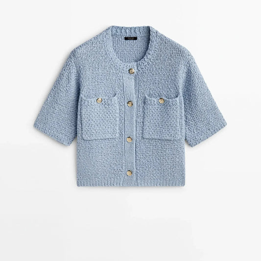 T-line SKY BLUE / XS women's autumn  knitted cardigan,  short coat, sweater (2 weeks delivery)