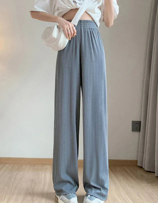 T-line Spring Summer  Wide Leg Pants,  Women,  Thin Chiffon, High Waist,  Loose Straight, Trousers (2 weeks delivery)