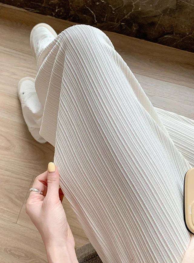 T-line Spring Summer  Wide Leg Pants,  Women,  Thin Chiffon, High Waist,  Loose Straight, Trousers (2 weeks delivery)