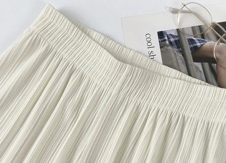 T-line Spring Summer  Wide Leg Pants,  Women,  Thin Chiffon, High Waist,  Loose Straight, Trousers (2 weeks delivery)