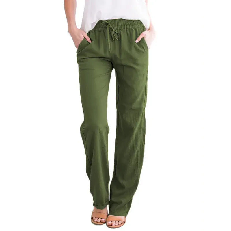 T-line Spring/Summer Women's  Solid Cotton  Loose Wide Leg Pants / trouser  (2 weeks delivery)