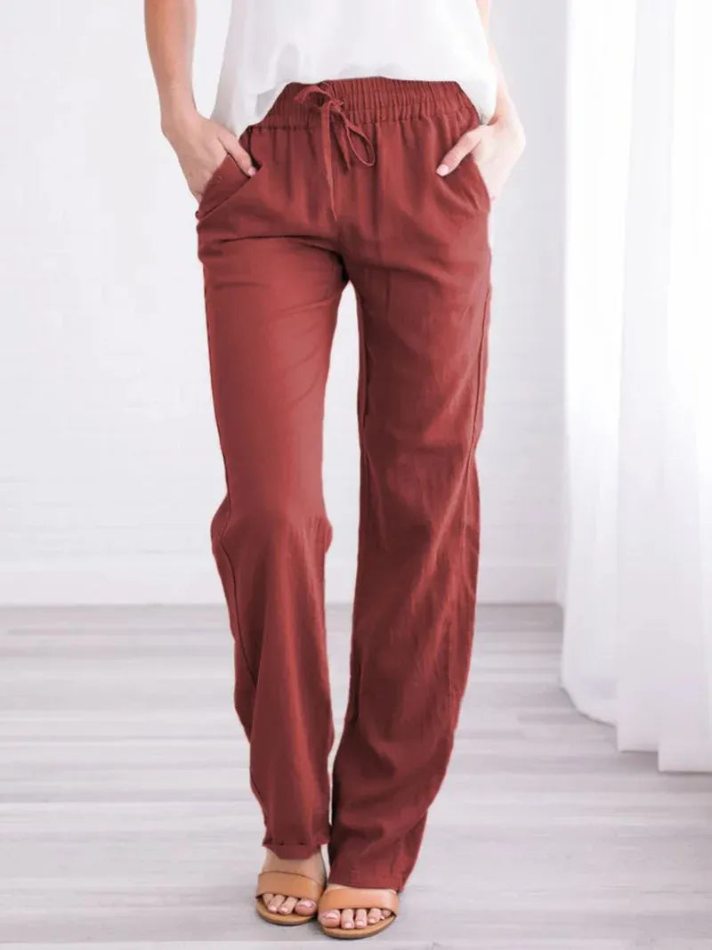 T-line Spring/Summer Women's  Solid Cotton  Loose Wide Leg Pants / trouser  (2 weeks delivery)