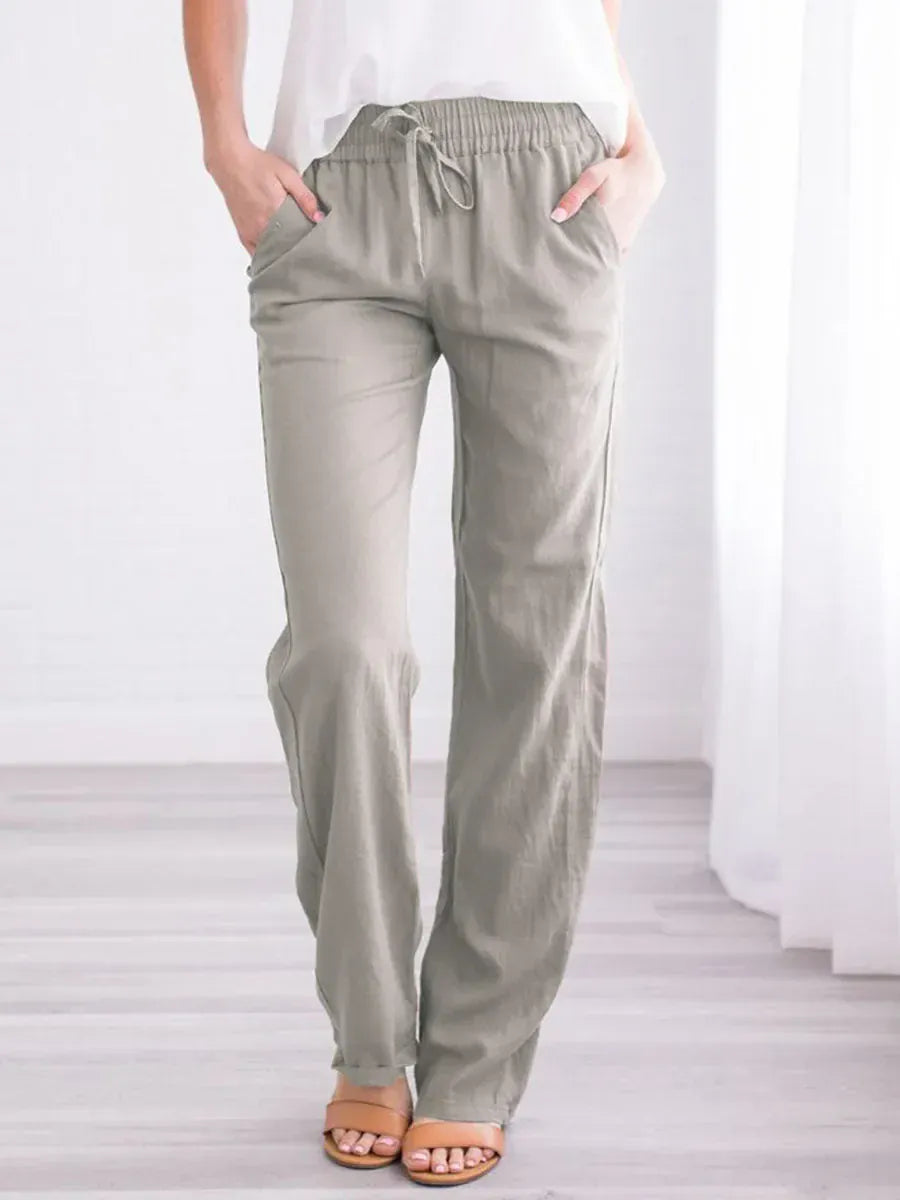T-line Spring/Summer Women's  Solid Cotton  Loose Wide Leg Pants / trouser  (2 weeks delivery)