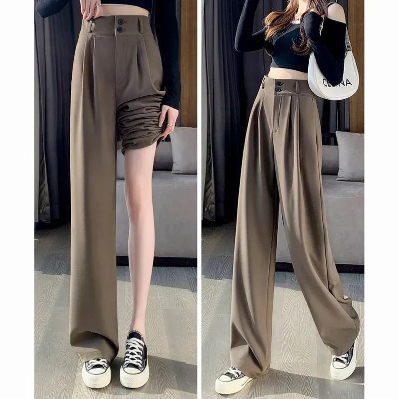 T-line Summer High Waisted, Thin. Pants. Women. Comfortable. Straight Leg. Suit Trousers. (2 weeks delivery)