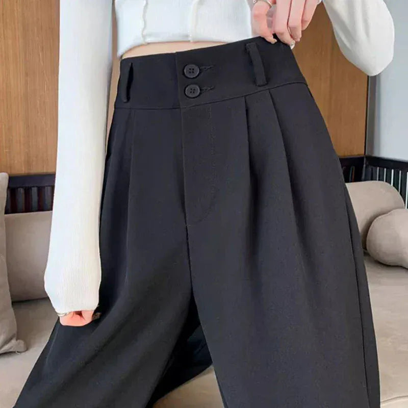 T-line Summer High Waisted, Thin. Pants. Women. Comfortable. Straight Leg. Suit Trousers. (2 weeks delivery)