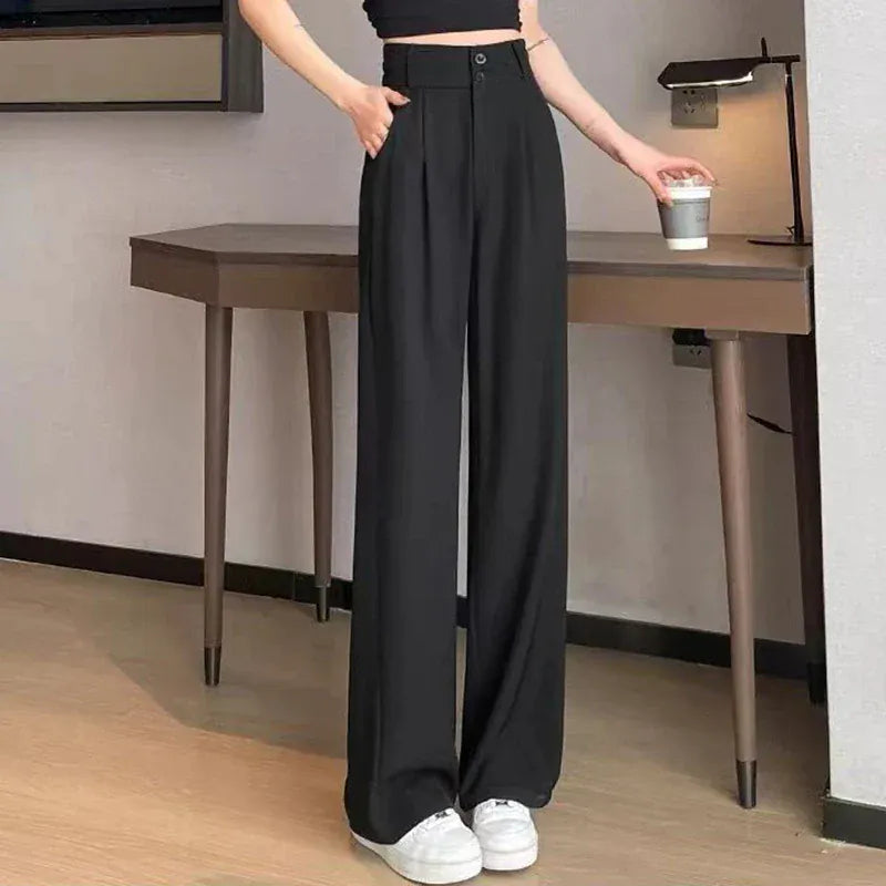 T-line Summer High Waisted, Thin. Pants. Women. Comfortable. Straight Leg. Suit Trousers. (2 weeks delivery)