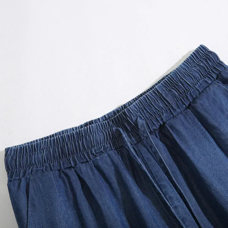 T-line Summer, Thin,  High Waist, Silk, Wide Leg, Jeans Women, Loose, Ice Silk, Straight Leg Pants, L Long Trousers (2 weeks delivery)