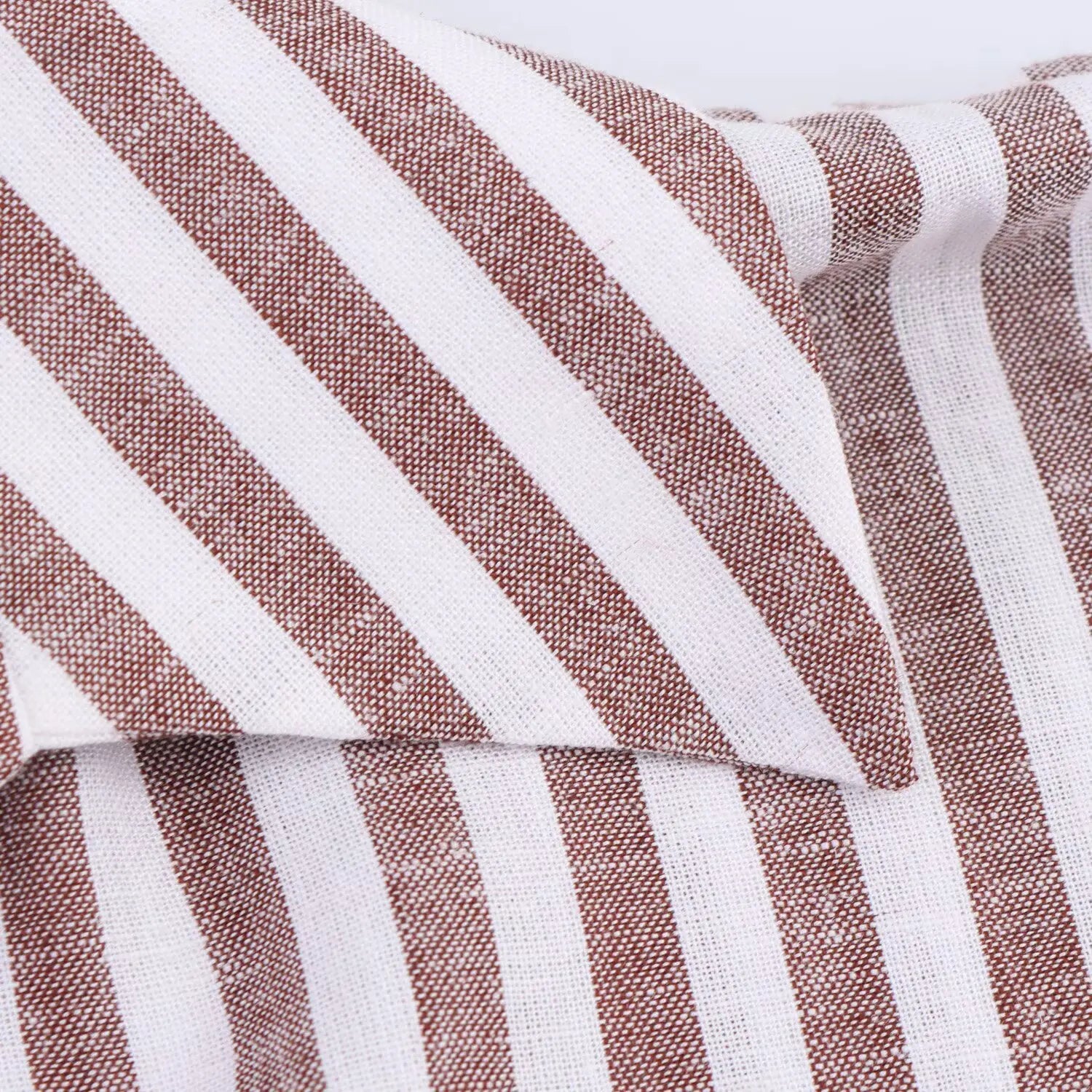 T-line Summer Women's Curled Wide Sleeves Linen Blended Striped Asymmetric Casual Shirt Versatile Collar Linen Blended Printed Shirt