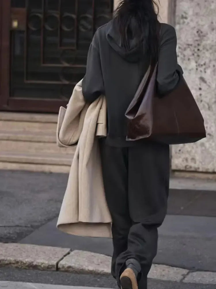 T-line Sweatshirt Pant Suit , Long Sleeve Hooded Fleece , Straight pants (5 - 10  work days free delivery)