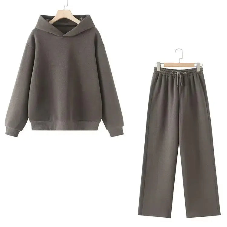 T-line Sweatshirt Pant Suit , Long Sleeve Hooded Fleece , Straight pants (5 - 10  work days free delivery)