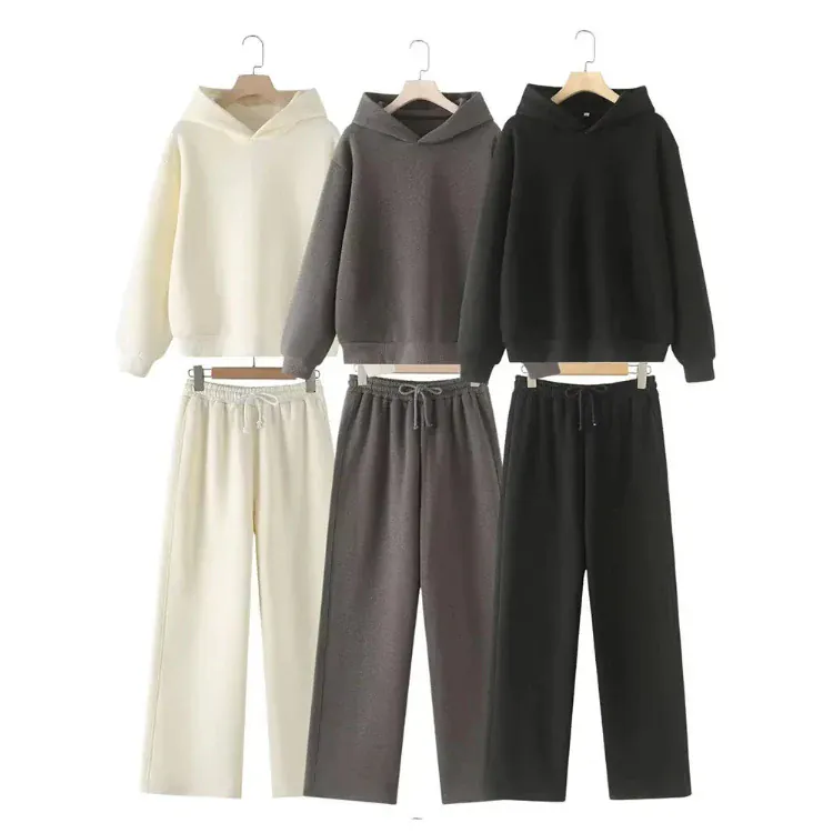 T-line Sweatshirt Pant Suit , Long Sleeve Hooded Fleece , Straight pants (5 - 10  work days free delivery)