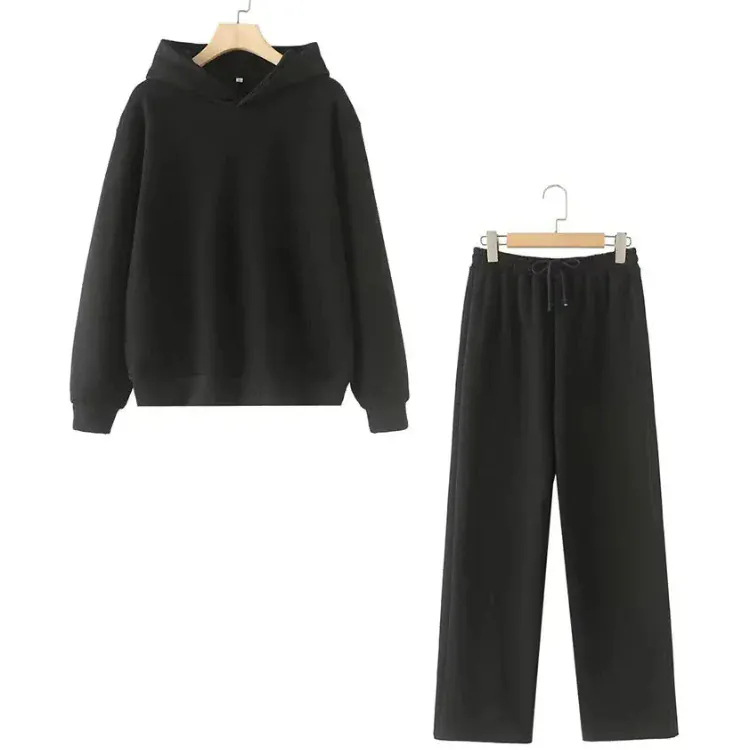 T-line Sweatshirt Pant Suit , Long Sleeve Hooded Fleece , Straight pants (5 - 10  work days free delivery)