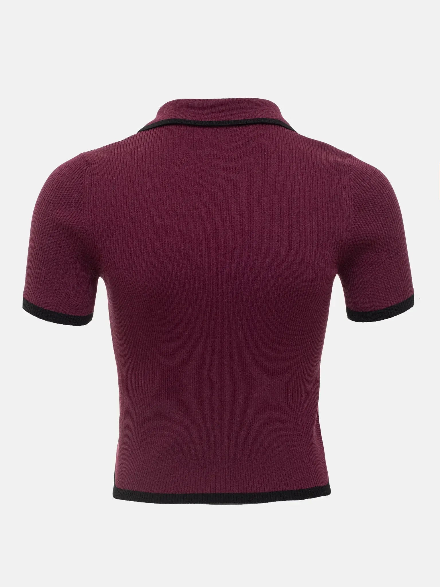 T-line Talenza Women's Knitted Pullover Fashion Short Sleeve Patchwork Sweater Top Elegant Slim Contrast Lapel Knitted Pullover Top