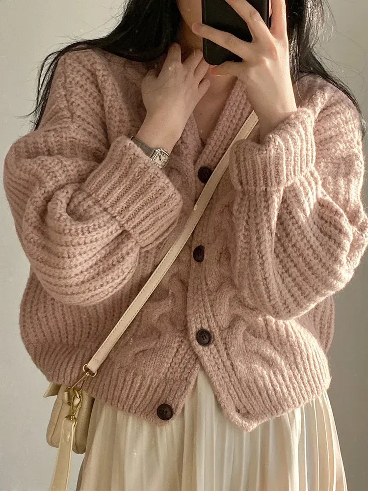 T-line Thick Women Cardigan, Knitted, Sweater, Autumn / Winter,  Long Sleeve,  sweater jacket , Female (2 weeks delivery)