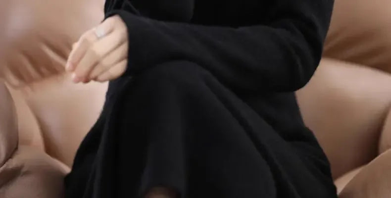 T-line Thickened Slim Fit Dress, Mid-Length,  Sweater , Women, Wool, Autumn / Winter , Full Sleeve  (2 weeks delivery)