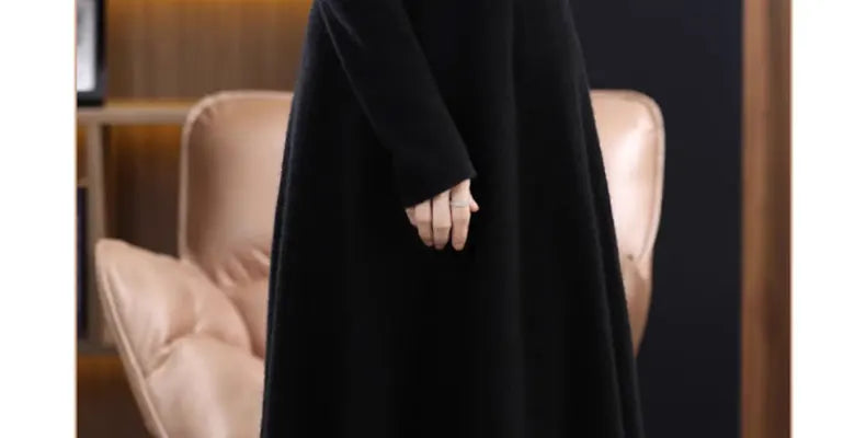 T-line Thickened Slim Fit Dress, Mid-Length,  Sweater , Women, Wool, Autumn / Winter , Full Sleeve  (2 weeks delivery)