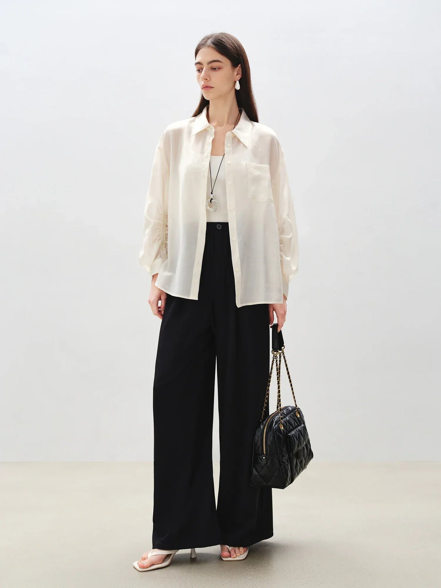 T-line Thin Shirt For Female, Glossy Top, pink and white Blouse, (2 weeks delivery)