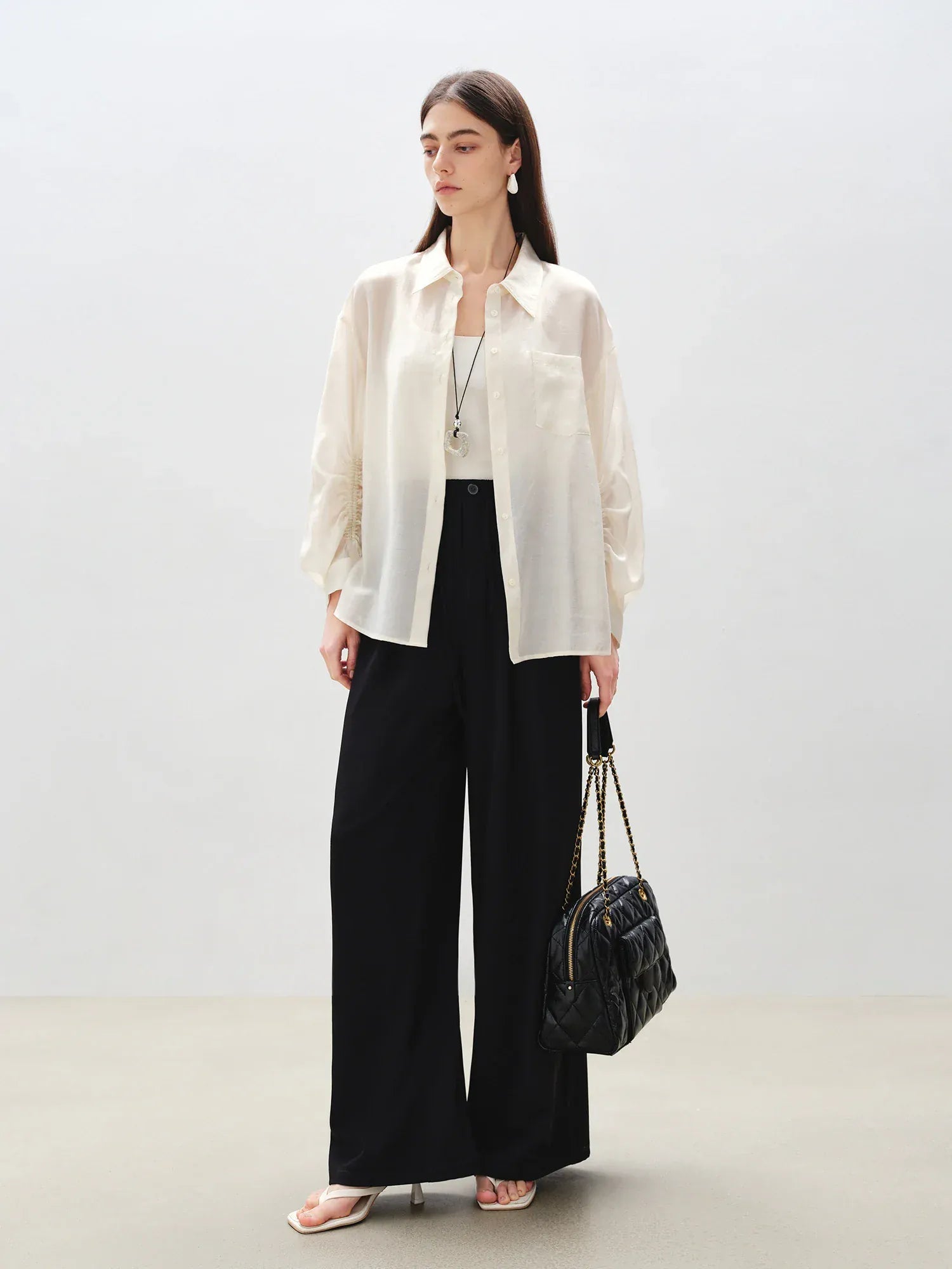 T-line Thin Shirt For Female, Glossy Top, pink and white Blouse, (2 weeks delivery)