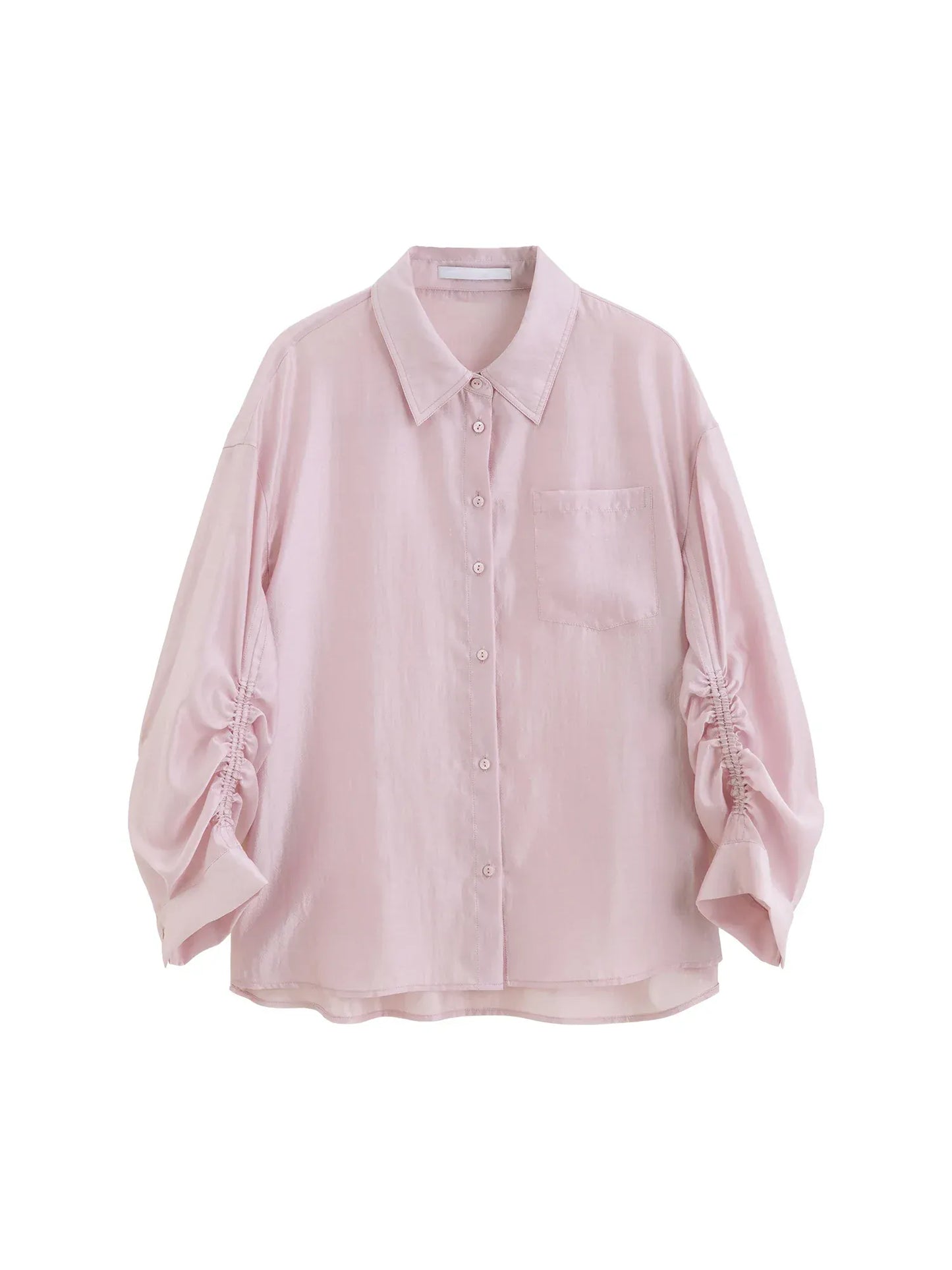 T-line Thin Shirt For Female, Glossy Top, pink and white Blouse, (2 weeks delivery)