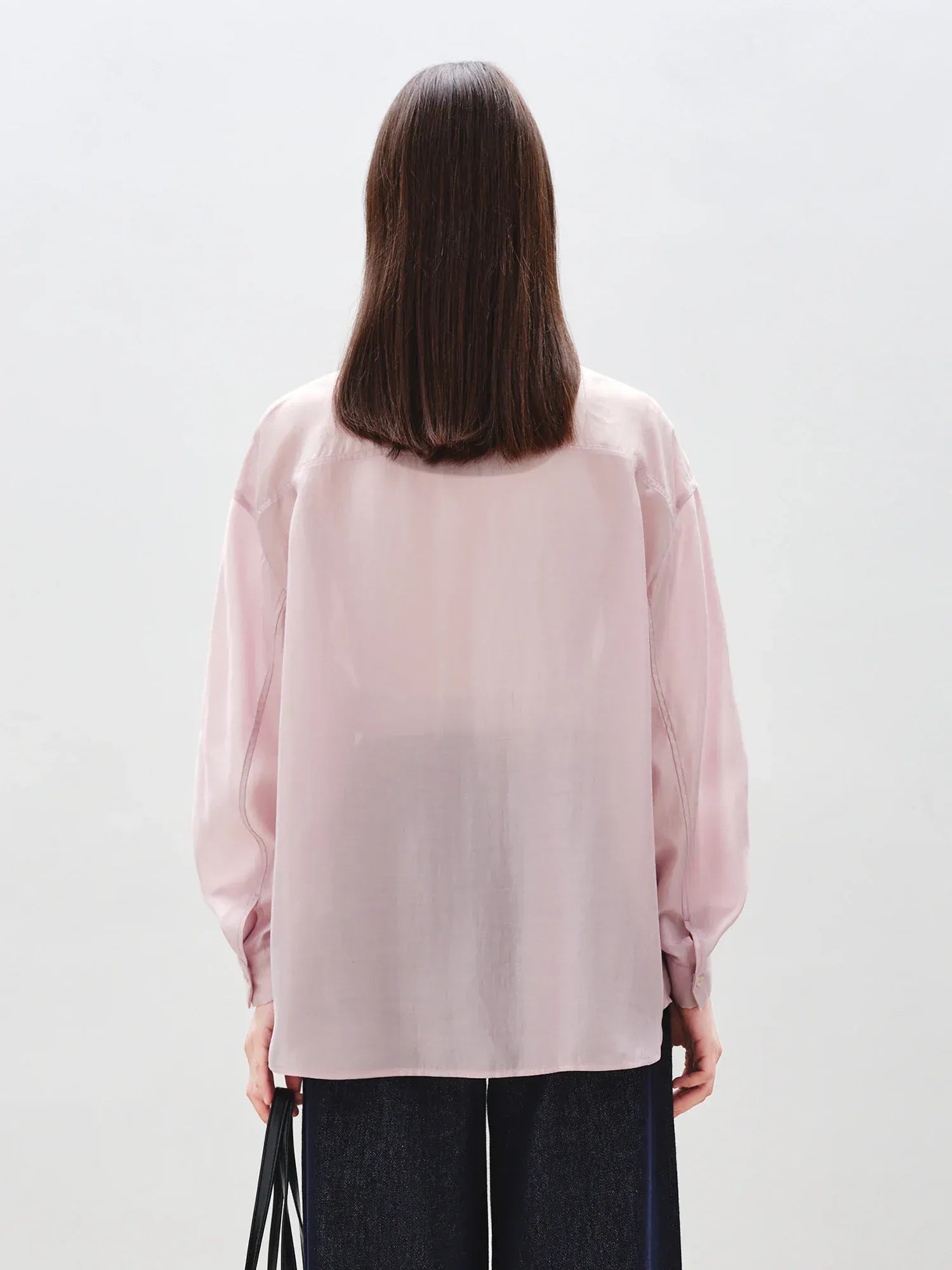 T-line Thin Shirt For Female, Glossy Top, pink and white Blouse, (2 weeks delivery)