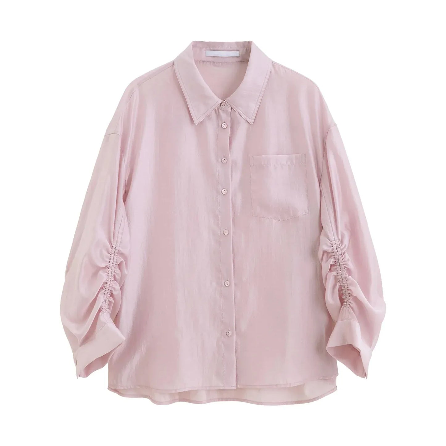 T-line Thin Shirt For Female, Glossy Top, pink and white Blouse, (2 weeks delivery)