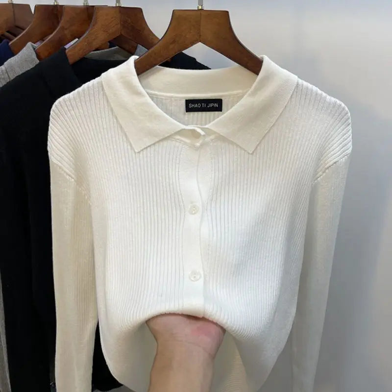 T-line White / S Autumn / Winter  Sweater, Coat , jacket,  Knitting Cardigan (2 weeks delivery)