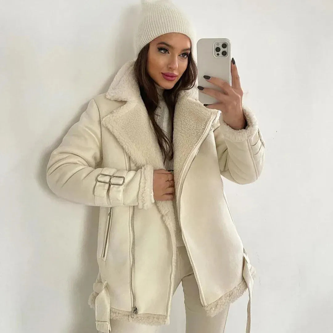 T-line White / XL Women's Thick, Warm  Jacket, Lamb Feather (2 weeks delivery)