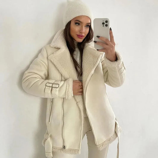 T-line White / XL Women's Thick, Warm  Jacket, Lamb Feather (2 weeks delivery)
