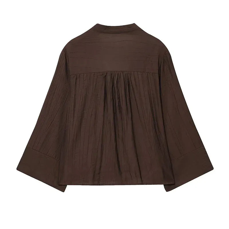 T-line Wide Leg Pants, Long Sleeve V neck Shirt,  wide pant, Sets For Women,  2 Pieces suit  Woman  (2 weeks delivery)