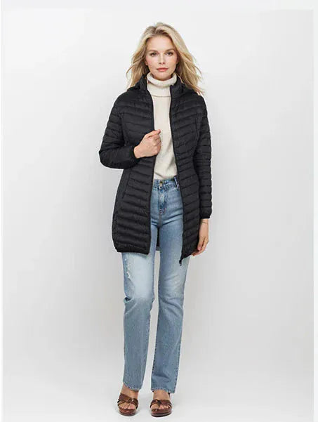 T-line Windproof Warm Puffer  Women Coat,  Ultralight Smooth  Outwear With  Hood  (2 weeks delivery)
