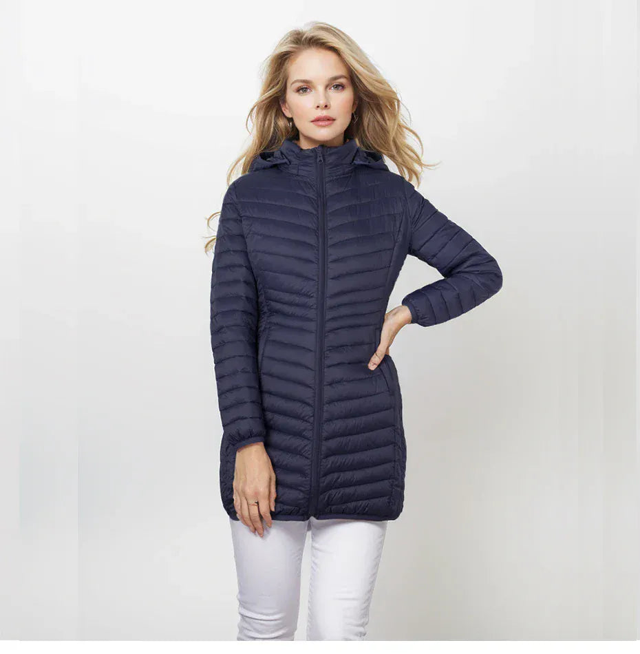 T-line Windproof Warm Puffer  Women Coat,  Ultralight Smooth  Outwear With  Hood  (2 weeks delivery)